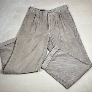 SAVANE Men’s Tan Corduroy Pleated Front Cuffed Pants Size 34 x 30